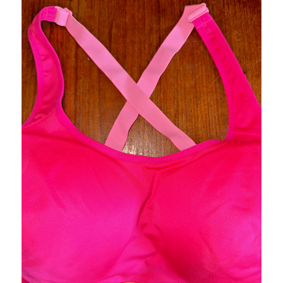Victoria's Secret VSX Sport Bra Hot‎ Pink Criss Cross Back Padded Size 34D - Picture 4 of 12